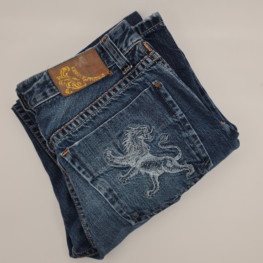 King Of Prides Jeans Mens 32x32 Blue Excellent Embroidered Lion Y2K Streetwear